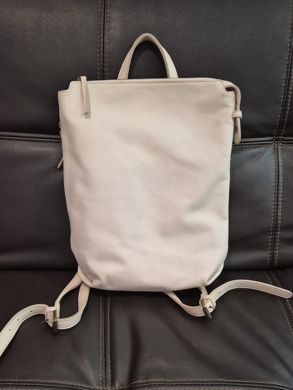 White Anthropoligie Leather Backpack